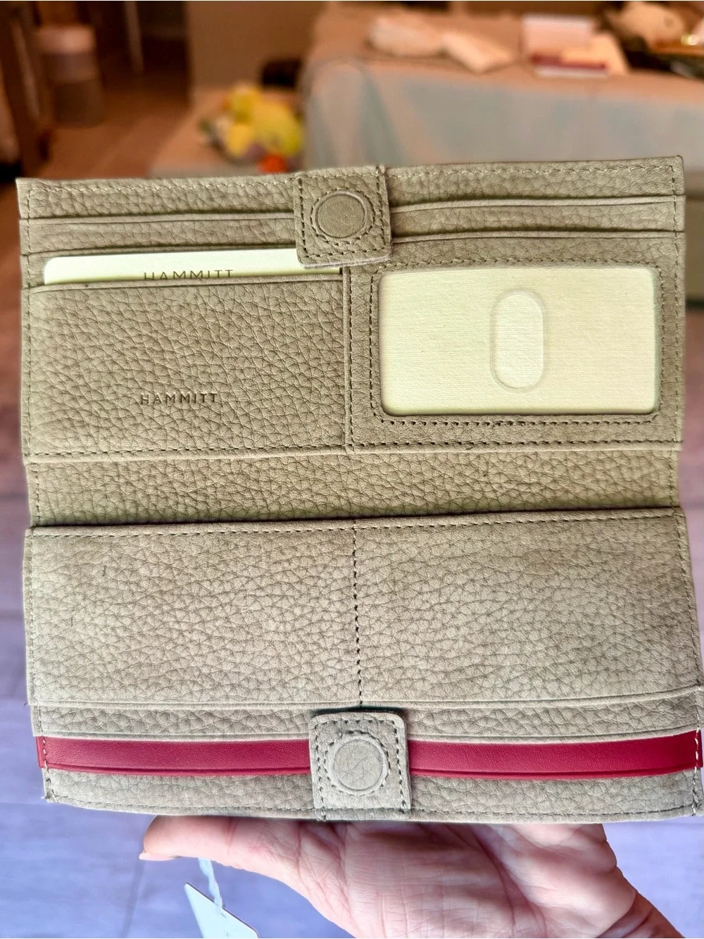 NWT Hammitt 110 North Wallet Grey Natural Brushed Gold Box Dustbag Paperwork
